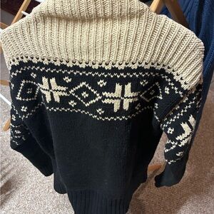 Lauren Ralph Lauren Black and Cream Cowl Neck Sweater